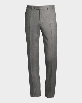 Canali Men & apos;s Flannel Wool Trousers