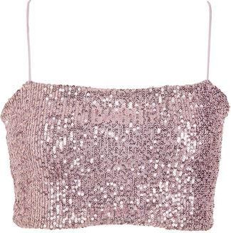 8 by YOOX SEQUIN CROP TOP