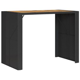 vidaXL Mesa Alta Jard&iacute;n Superficie Madera Rat&aacute;n Pe Negro 145x80x110 Cm Vidaxl