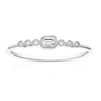 Vir Jewels 1/6 cttw Emerald Lab Grown Diamond Engagement Ring in Sterling Silver For Women