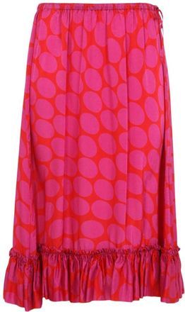 Dries Van Noten Fuchsia Polka Dot Midi Skirt