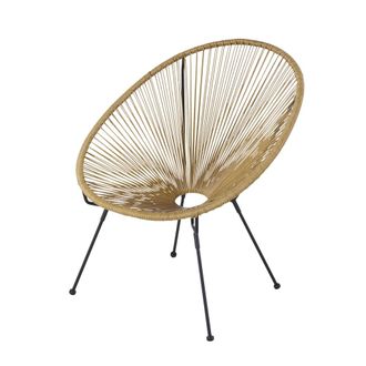 Maisons du monde Sill&oacute;n de exterior redondo de resina reciclada efecto rat&aacute;n