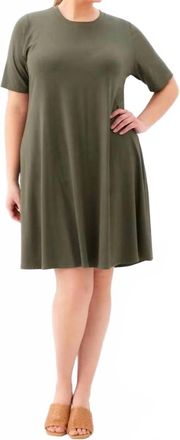 Karen Kane Short Sleeve A-Line Dress - Plus In Olive