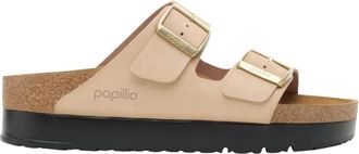 Birkenstock Arizona Pap Flex Platform - Dames - Sandalen - Beige - 38 EU - Leer - Schoenen