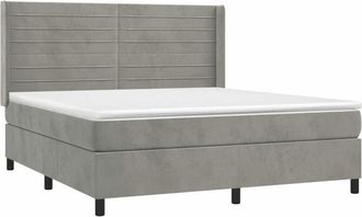 vidaXL Vidaxl - Cama Box Spring Colch&oacute;n Y Led Terciopelo Gris Claro 160x200 Cm