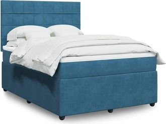vidaXL Vidaxl - Cama Box Spring Con Colch&oacute;n Terciopelo Azul 140x200 Cm