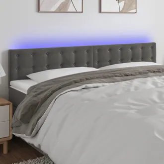 vidaXL Testiera A Led Grigio Scuro 200x5x78/88 Cm In Velluto - Vidaxl