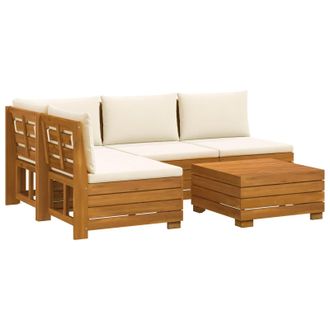vidaXL Conjunto De Sof&aacute;s De Exterior Con Coj&iacute;n 5 Pieza Marr&oacute;n Vidaxl