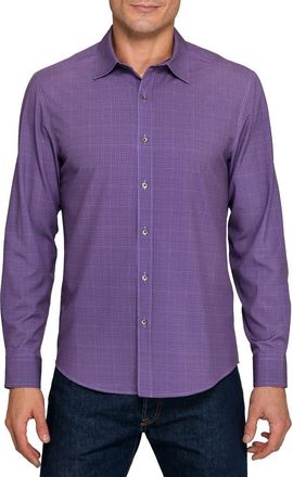 W.R.K Slim Fit Square Geo Print Performance Button-Up Shirt in Purple at Nordstrom, Size Xx-Large