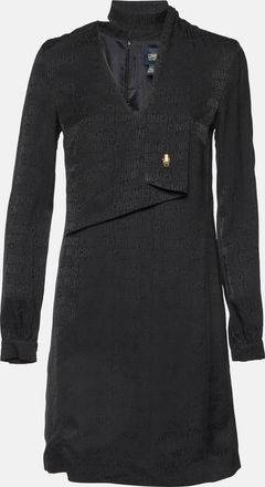Roberto Cavalli Black Logo Jacquard Crepe Shift Dress