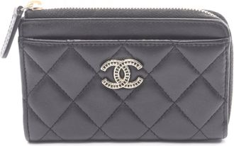 Chanel Black Leather Coin Purse/Coin Case (Pre-Owned)