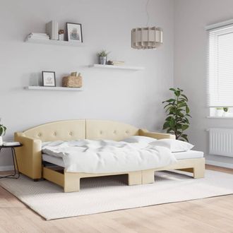 vidaXL Sof&aacute; Cama Nido Tela Crema 80x200 Cm Vidaxl