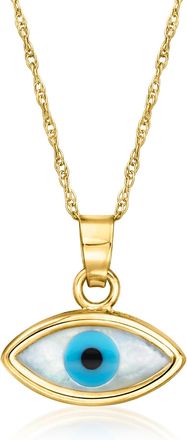 RS Pure by Ross-Simons Multicolored Mother-Of-Pearl Evil Eye Pendant Necklace in 14kt Yellow Gold