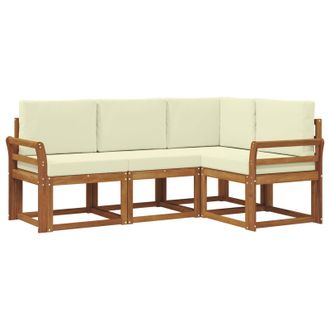 vidaXL Conjunto De Sof&aacute;s De Exterior Con Coj&iacute;n 4 Pcs Natural Y Crema Vidaxl