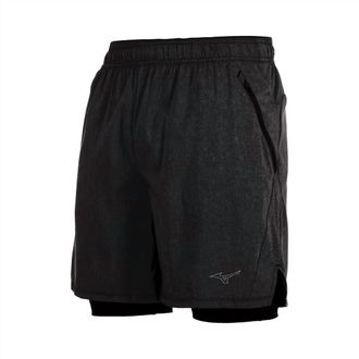 Mizuno Mens Alpha 2 In 1 Running Shorts In Black