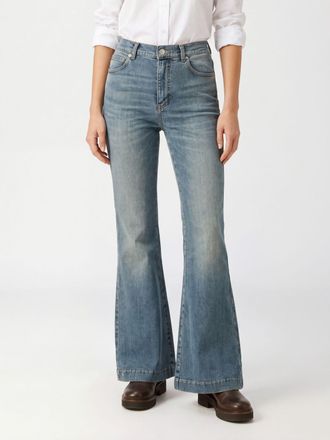 Alexander McQueen McQueen Jeans a zampa in denim di cotone a vita alta