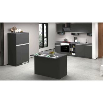 Dmora Dmora - Cocina Completa Armand, Conjunto De Cocina Modular, Cocina Modular Con M&uacute;ltiples Elementos, 100% Made In Italy, Antracita Y Pizarra
