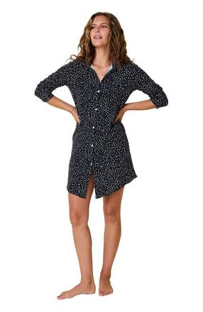 The Cats Pajamas Pima Knit Night Shirt Stripes Dots in Confetti Dot Navy at Nordstrom, Size X-Large