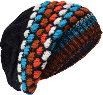 Gheri Woolen Knitted Fleece Lined Multicoloured Beanie Hats J