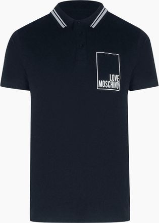 Love Moschino Mens Love Moschino Navy Blue Polo Shirt Small White Box Logo - Black - Size: 42