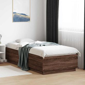 vidaXL Estructura De Cama Madera De Ingenier&iacute;a Marr&oacute;n Roble 100x200 Cm Vidaxl