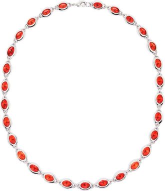 Darkai Halsketting met ovalen steen - Zilver