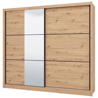 Dmora Guardaroba 2 Ante Sergnano, Armadio Camera da Letto Appendiabiti, 9 Ripiani, 2 Ante, 242x215.5h cm Marrone Rovere Nodi