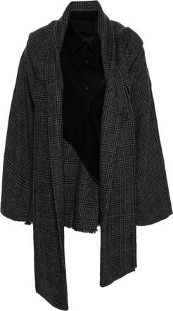 Yohji Yamamoto Combination plaid check-pattern coat - women - Wool/Nylon/Polyester/Acrylic/Rayon/Cupro - 2 - Grey