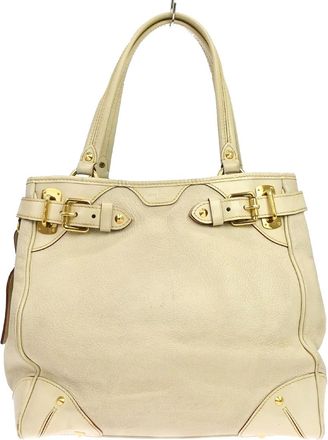Louis Vuitton Suhali Le Majestueux Leather White Leather Handbag (Pre-Owned)