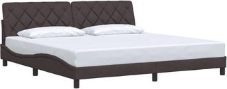 vidaXL Cama Sin Colch&oacute;n Tela Marr&oacute;n Oscuro 200x200 Cm Vidaxl