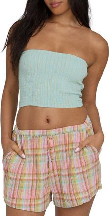 Billabong Keep It Simple 2 Stripe Smocked Tube Top in Clearwater at Nordstrom, Size X-Small