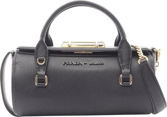 Prada Pre-owned Vintage Saffiano Leather Top Handle Bag - Dames - Vintage Handtas - Zwart - ONE Size - Leer - Vintage