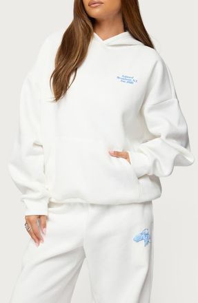Edikted Keychain Cutie Hoodie in White at Nordstrom, Size X-Large