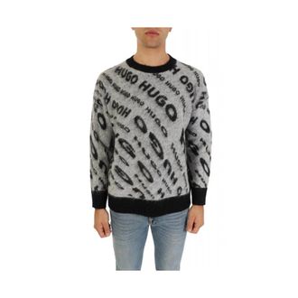 HUGO BOSS Truien & Vesten, Heren, Grijs, M, Rondgebreide kleding