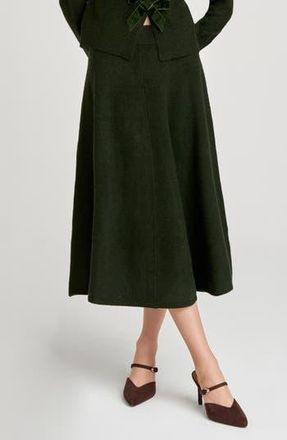 Wayf Kayla A-Line Knit Midi Skirt in Emerald at Nordstrom Rack, Size Small