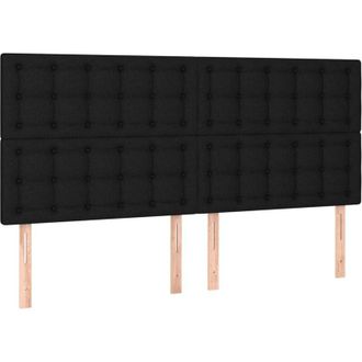 vidaXL Cabecero Con Luces Led Tela Negro 160x5x118/128 Cm Vidaxl