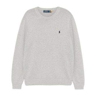 Ralph Lauren Trui met ronde hals en geborduurd logo - Heren - Truien - Grijs - Maat: XL Katoen