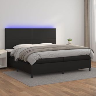 vidaXL Vidaxl - Cama Box Spring Colch&oacute;n Y Led Cuero Sint&eacute;tico Negro 200x200 Cm