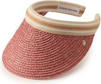 Helen Kaminski Bianca Raffia Visor in Pomelo Nougat Stripe at Nordstrom Rack