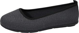 Generic Womens Flat Shoes Wide Width Knit Pumps Shoes Round Toe Solid Color Lightweight Breathable Comfy Slip On Ballet Flats Work Office Walking Dark Gray