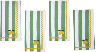Two's Company Set Of 4 Lemon Embroidered Cloth Dinner Napkins