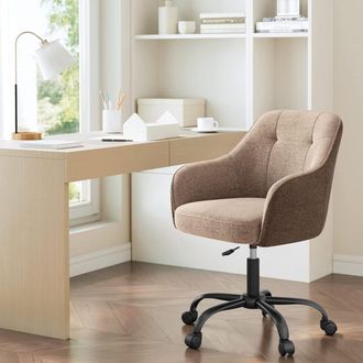 Songmics Swivel Home Office Desk Chair with Armrests Adjustable Height in Dark Brown