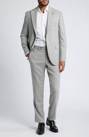 Jack Victor Mason Plaid Wool Suit in Light Grey at Nordstrom, Size 42