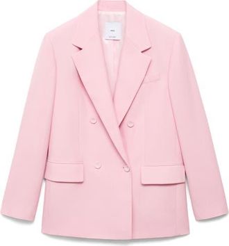 Mango Double Breasted Suit Blazer in Pink at Nordstrom, Size X-Small