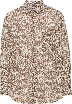 Christophe Lemaire abstract-print cotton shirt - men - Cotton - 50 - Neutrals