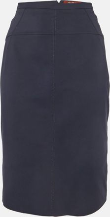Max Mara Navy Blue Stretch Knit Pencil Skirt
