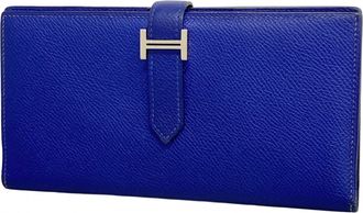 Herm&egrave;s Blue Electric Epsom Leather Long Wallet (Bi-Fold) (Pre-Owned)