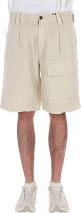C.P. Company Cream Sak Linen Cargo Shorts