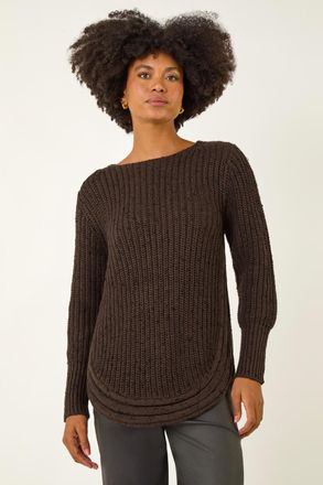 Roman Curved Hem Stitch Knit Jumper