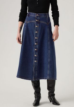 Levi's Jeansrock LEVIS YOKED WESTERN SKIRT, Damen, Gr. 26, slightly circular, Web, Obermaterial: 100% Baumwolle, normal kniebedeckend, R&ouml;cke Jeansrock